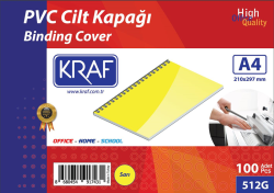 KRAF CİLT KAPAĞI A4 160 Mic. 100 LÜ SARI 512G - Kraf