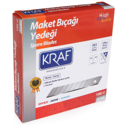 KRAF MAKET BIÇAĞI YEDEĞİ GENİŞ ULTRA KARBON ÇELİK SK5 100 LÜ 619G - Kraf