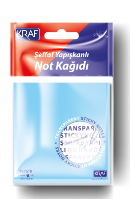 KRAF YAPIŞKANLI NOT KAĞIDI 76x76 100 YP ŞEFFAF KARIŞIK 7676TR - 1