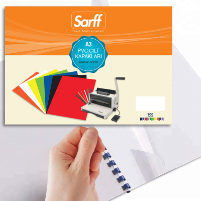 SARFF A3 OPAK BEYAZ PVC CİLT KAPAKLARI - 100ADET - 2
