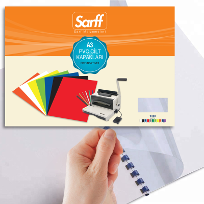 SARFF A3 ŞEFFAF PVC CİLT KAPAKLARI - 100ADET - 2