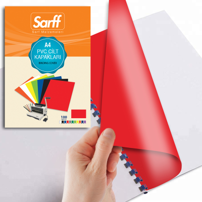 SARFF A4 OPAK KIRMIZI PVC CİLT KAPAKLARI - 100ADET - 2