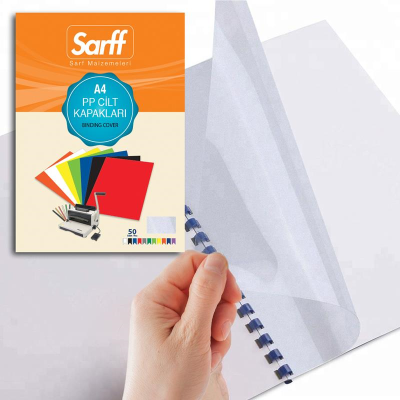 SARFF PP 450MIC A4 BUZLU ŞEFFAF CİLT KAPAKLARI - 50ADET - 1