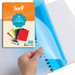 SARFF PP 450MIC A4 ŞEFFAF MAVİ CİLT KAPAKLARI - 50ADET - SARFF