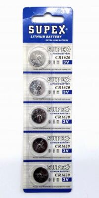 Supex CR1620-C5 3V Lityum Düğme Pil 5'li Paket - 1