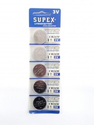 Supex CR2430-C5 3V Lityum Düğme Pil 5'li Paket - SUPEX