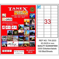 TANEX LASER ETİKET 63,5X25,4 TW-2033 - 