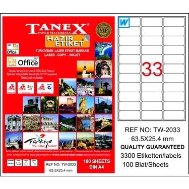 TANEX LASER ETİKET 63,5X25,4 TW-2033 - 1